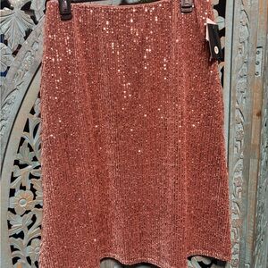 Glamorous Sequin Pencil Skirt in Rose Gold